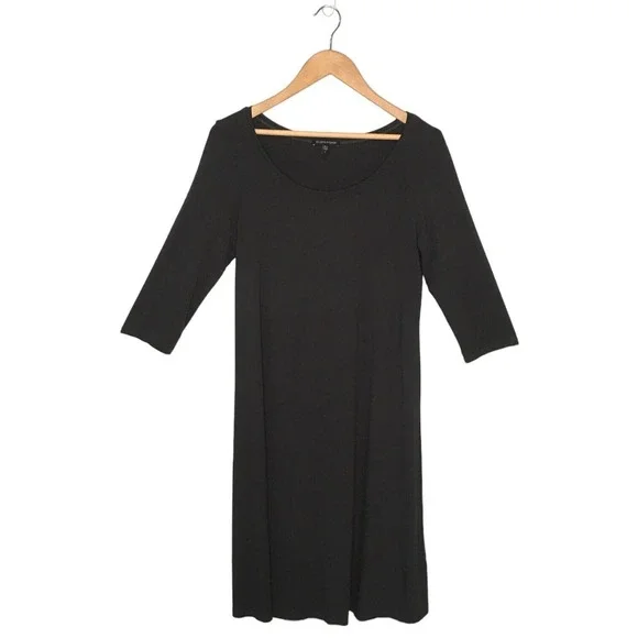 Eileen Fisher A Line Jersey Round Neck Half Sleeve Charcoal Gray S